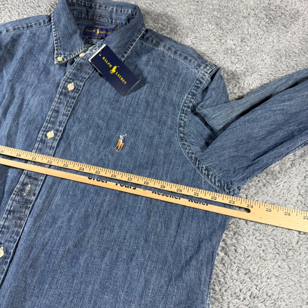 NWT Polo Ralph Lauren Denim Shirt Mens Large Classic Fit Flesh Pony Long Sleeve - Picture 6 of 6